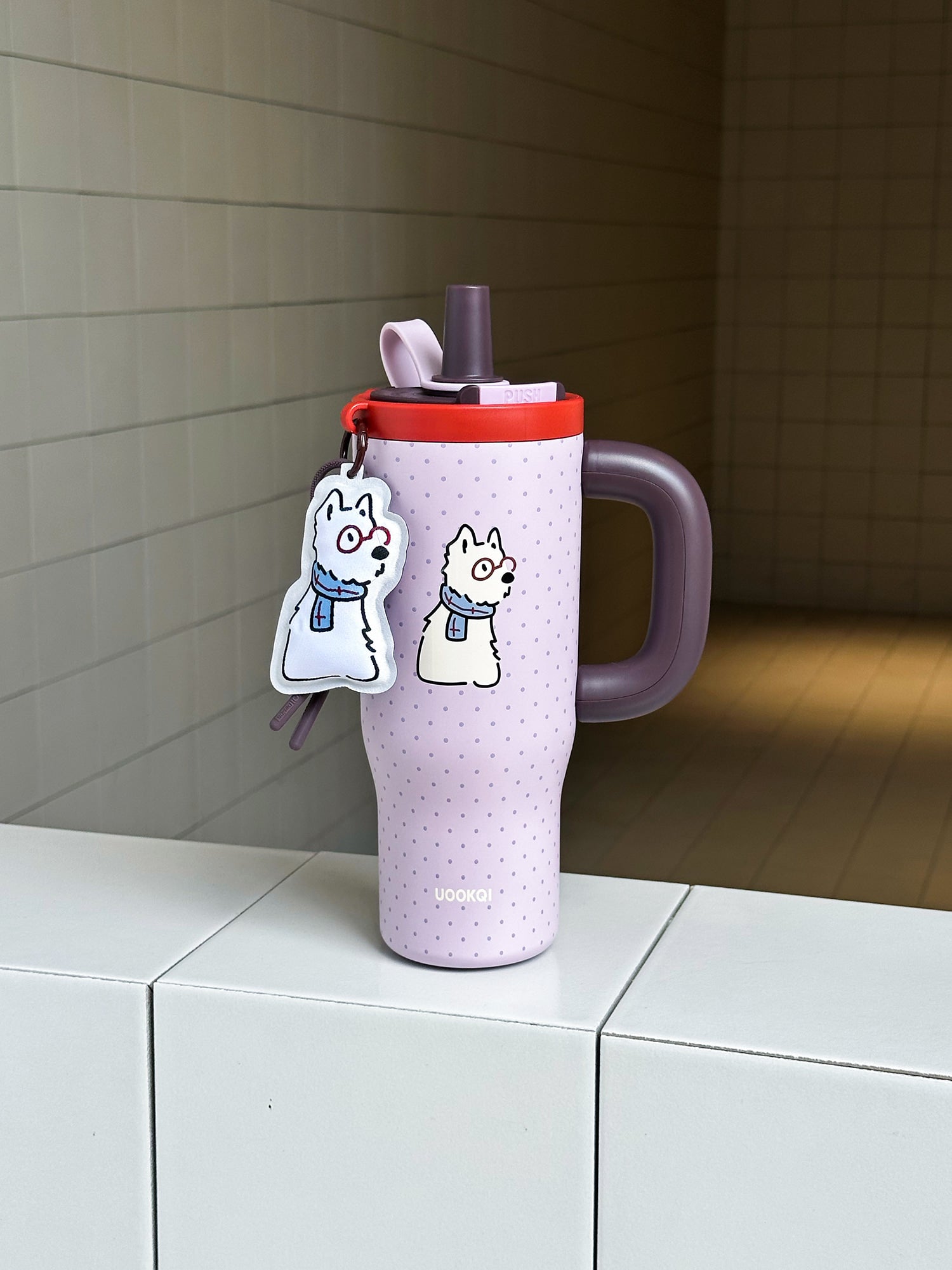 Uookqi Original Scottish Terrier Large Capacity Tumbler – 1200ML Cartoon Coffee Travel Mug with Thermal Insulation