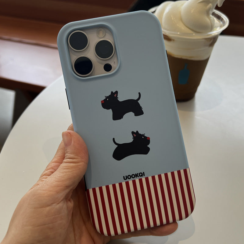 Milkshake Blue Scottish Terrier with Red Stripes iPhone 16 Pro Max Case