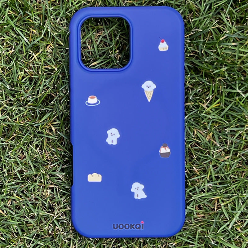 Twilight Purple Cute Bichon with Pastries iPhone 16 Pro Max Case