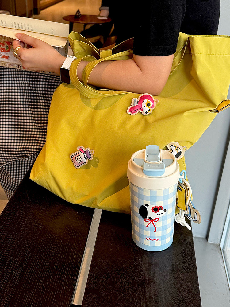 Uookqi Original Cute Cartoon Dog Party Coffee Travel Mug – 450ml Portable Insulated Gift Cup