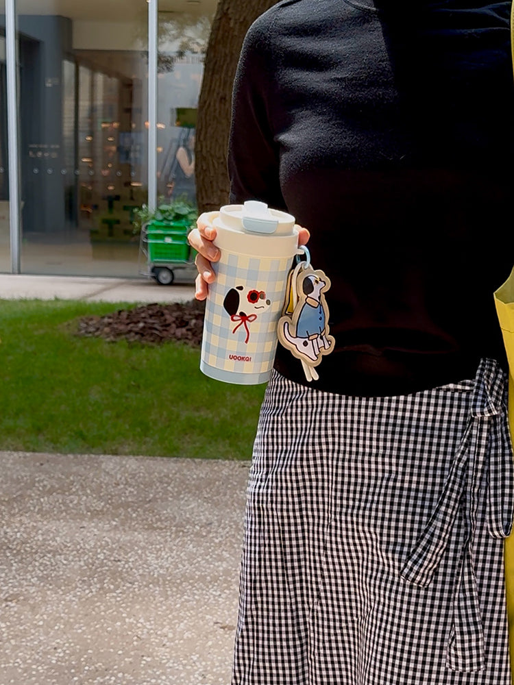 Uookqi Original Cute Cartoon Dog Party Coffee Travel Mug – 450ml Portable Insulated Gift Cup