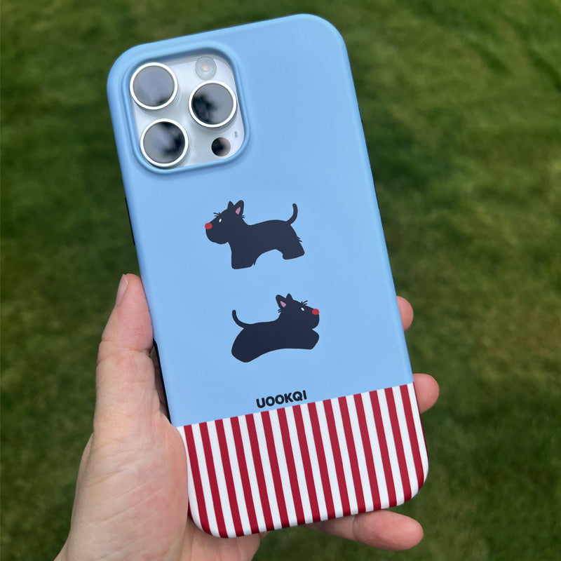 Milkshake Blue Scottish Terrier with Red Stripes iPhone 16 Pro Max Case