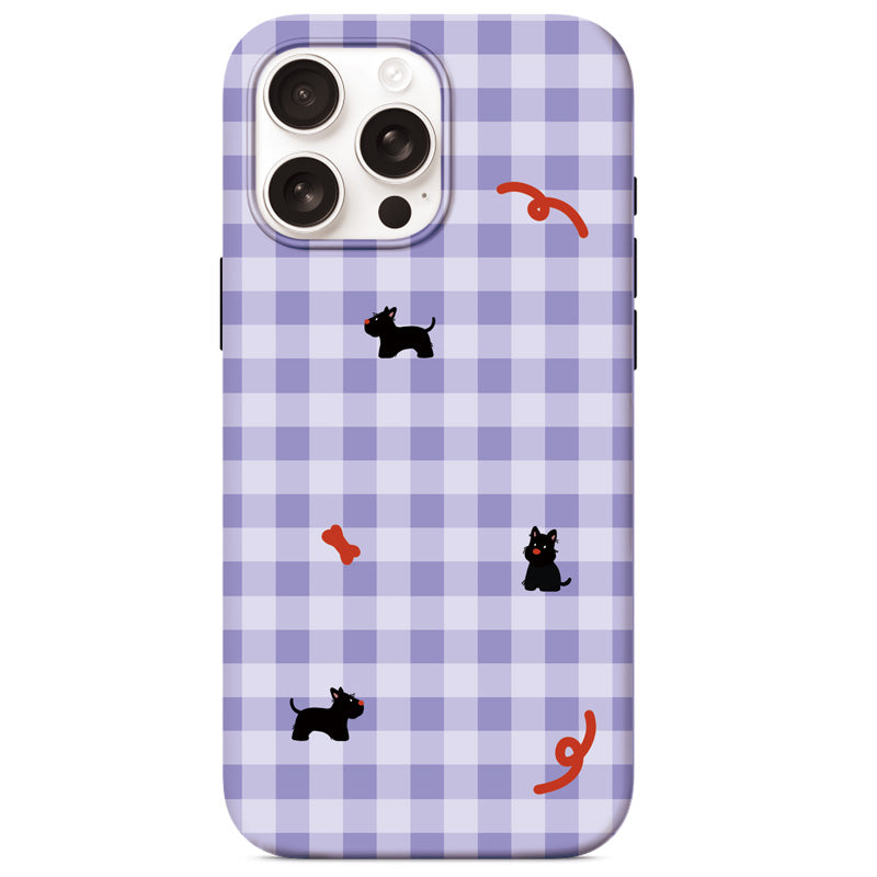 Lavender Plaid with Scottie Dog and Toys iPhone 16 Pro Max Case